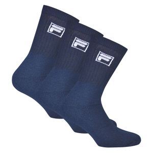 FILA 3 Paar Socken Unisex - Frottee Tennissocken, Crew Socks, Logobund, 35-46 Blau 39-42 (6-8 UK)