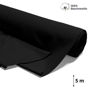 Baumwollstoff Meterware schwarz Stoff aus 100% Baumwolle 1,6 m x 5 m - Stoffe zum Nähen Nähstoffe Stoffe Uni Baumwollstoffe  Standard 100
