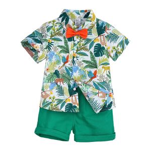 Top Jungen Anzug Sommer Floral Kurzarm Fliege Hemd Shorts Gentleman 36Er Set,Farbe:6#,Gr??e:80