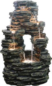 Dehner Gartenbrunnen Salto mit LED Beleuchtung, ca. 99 x 63.5 x 50 cm, Polyresin, grau