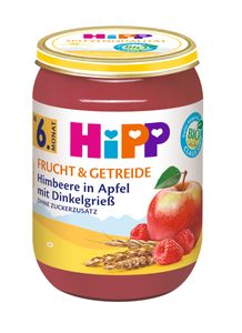Hipp Frucht & Getreide ab 6.Monat, Himbeere in Apfel mit Dinkelgrieß, DE-ÖKO-037 - VE 190g