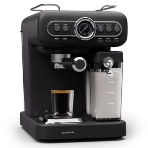 Klarstein Espresso Siebträgermaschine mit Milchaufschäumer, 1,2L Mini-Espressomaschine mit Siebträger, 1350 Watt Kaffeemaschine Klein, Edelstahl-Kaffeemaschine für Cappuccino, Latte & Macchiato