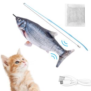 Katzenspielzeug Fisch Katzenminze, USB Katzenspielzeug Elektrisch Fisch Haustier Interaktive Spielzeug Lustiger Katzenstock Katzen Spielsachen