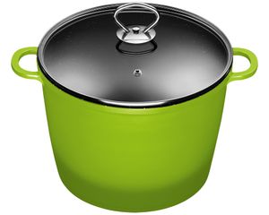 Ø24cm 7Liter Suppentopf ca.18cm hoch KING®  Aluguss mit Keramikbeschichtung Innen: FUSION / mit Glasdeckel / Farbe: Grün