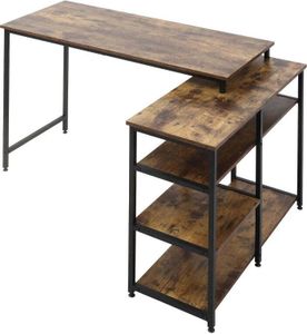 HOMdotCOM HOMCOM Biurko narożne Biurko komputerowe Biurko biurowe Półka Szuflada Płyta wiórowa w kształcie litery L Metal rustykalny brąz 135 x 90 x 79 cm HOMdotCOM HOMCOM Biurko narożne Biurko komputerowe Biurko biurowe Półka Szuflada Płyta wiórowa w kształcie litery L Metal rustykalny brąz 135 x 90 x 79 cm