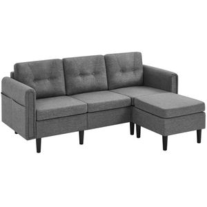 Yaheetech 3-Sitzer Sofa mit Ottomane Modernes Bequeme Couch Schlafcouch Sessel Ecksofa L-Form Rechts/Links fürs Wohnzimmer/Schlafzimmer/Gästezimmer Hellgrau