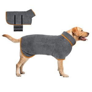Hundebademantel Saugfähig Bademantel Hund mit Klettverschlüsse Mikrofaser Hundebademantel Grau,XL