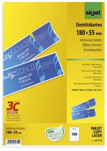 SIGEL LP714 Eintrittskarten mit Abriss, 180 x 55mm, hochweiß, 100 Stück