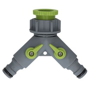 mumbi 2-Wege Y-Verteiler für 1/2" & 3/4" Hahnanschluss, Wasserverteiler, Wasserdurchfluss regulier und absperrbar