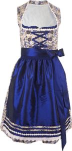 Dirndl Damen 2 tlg. Dirndlkleid PaulineTrachtenkleid Midi Dirndl Schürze blau Gr. 46