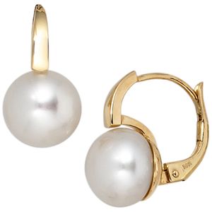 Ohrringe Boutons Süßwasser Perlen 585 Gold Gelbgold Perlenohrringe Damen