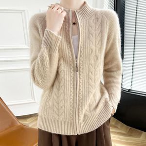 Dicker Winter-Cardigan aus Kaschmirmischung für Damen, XL, Beige