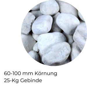 Kieselsteine Garten Zierkies 60-100 mm 25 kg Aquarium Kies Carrara Weiß Marmorkies Dekostein Gabion Steinteppich Zierstein Weiß