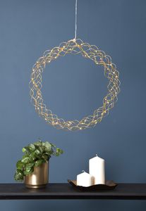 LED Lichterkranz Curly von Star Trading, Fensterlicht Weihnachten warmweiß aus Draht und Kunststoff in Messing, Transparent, mit Kabel, Ø: 45 cm