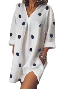 Lässiger Tupfen-Minikleid-Oberteil Mit Flauschigem Strandrock Mit V-Ausschnitt,Farbe: Weiß,Größe:S