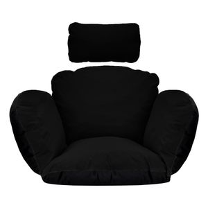 Kissen für Hängesessel Sitzkissen -  60 x 50 cm Auflagen Polster für Rattan Hängesschaukel Hängestuhl outdoor indoor Schwarz