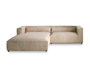 Lisa Design ELA, 4-Sitzer Ecksofa links, aus Cordsamt, zeitgenössischer Stil , Beige