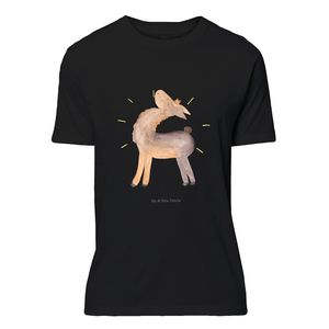 Mr. & Mrs. Panda Größe M T-Shirt Uni Lama stolz - Schwarz - Geschenk, Rundhals, Lamas, Außenseiter, Alpaka, beste Freundin