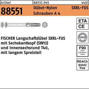 Fischer Langschaftdübel SXRL 10x80 FUS Edelstahl A4 - 50 Stück