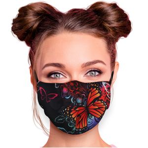 Alltagsmaske Stoffmaske Motiv Mund- Nasenschutz einstellbare Ohrbügel Waschbar Herren Damen verschiedene Designs, Modell wählen:Schmetterlinge