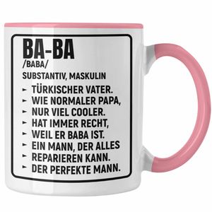 Trendation - Türkischer Vater Geschenk Tasse Türken Kaffeetasse Baba Papa  (Rosa)