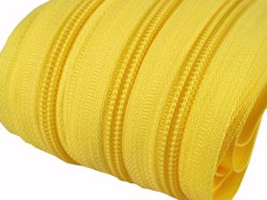 Schnoschi 6 m gelber endlos Reißverschluss mit  5 mm Laufschiene + 15 Zipper, Spiralreißverschluss