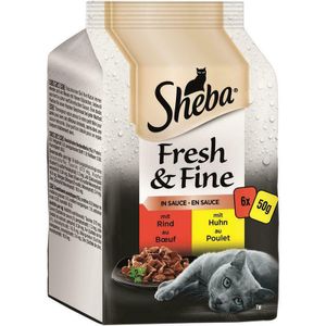SHEBA Portionsbeutel Multipack Fresh & Fine in Sauce mit Rind und Huhn 1 x 6 x 50g