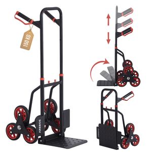 AREBOS Treppenkarre Sackkarre Transportkarre, klappbar, Treppensteiger, Stappelkarre, Treppen-Sackkarre, 150 kg Schwarz