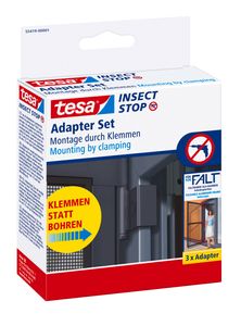 tesa FALT Insektenschutz Tür Adapter Klemme, Montage ohne Bohren, schwarz