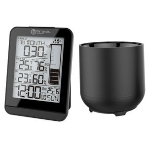 Design Funk-Wetterstation mit Regenmesser Datumsanzeige LCD-Display Temperaturanzeige Hygrometer Innen- & Außentemperatur