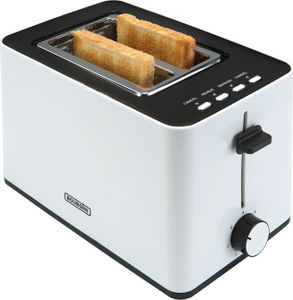 Bourgini Toaster mit extra breiten Schlitzen für Sandwiches - Weiß - Sandwichtoaster - Toaster mit brötchenaufsatz - Toaster 2 scheiben langschlitz