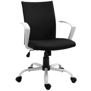 Kancelářská židle Vinsetto Kancelářská židle k psacímu stolu Síťovaná opěrka zad s funkcí houpání Opěrka hlavy Domácí kancelářská židle Výškově nastavitelná Ergonomická 360° otočná kolečka Pěnový nylon Černá 61 x 61 x 89-99 cm