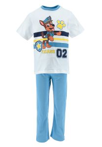Paw Patrol Chase Kinder Jungen Schlafanzug Pyjama Kurzarm-Shirt + Schlaf-Hose, Farbe:Weiß, Größe Kids:104
