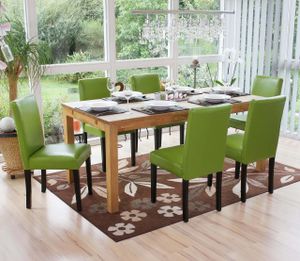 sada 6 jídelních židlí Kuchyňská židle Littau  Imitace kůže, zelená, tmavé nohy