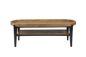 SIT Möbel Couchtisch | 120 cm | Mango Tischplatte natur | Beine Metall schwarz | B 120 x T 50 cm H 40 cm | 12848-01 | Serie COUCHTISCH