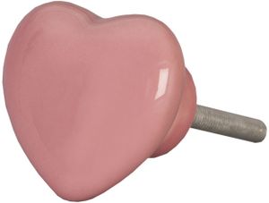 Clayre & Eef Türknauf 4 cm Rosa Keramik Herzförmig