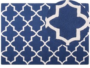Teppich Blau 160 x 230 cm mit marokkanisches Muster Kurzflor Rechteckig Klassisch