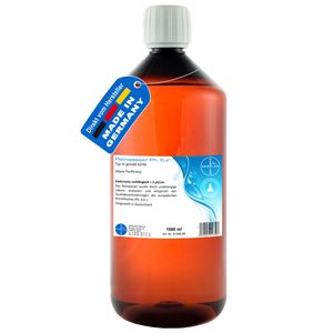 Reinwasser Ph. Eur. - AQUA PURIFICATA - destilliertes Wasser 1 Liter I Laborwasser I HERRLAN-Qualität