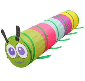 Spieltunnel mit Deckel und Aufbewahrungstasche - Krabbeltunnel - Kinderspielzeug / Spielzeug für drinnen / Spielzeug für draußen - Raupe - 180 x 45 cm
