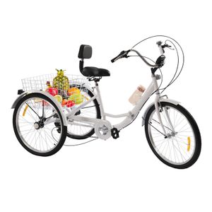 24 Zoll Dreirad für  Erwachsene Mit LED Faltbares Fahrrad   7 Gang  Licht Gemüsekorb