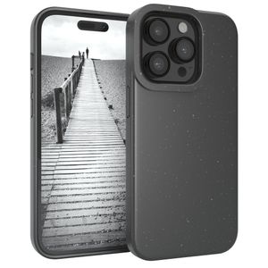 EAZY CASESchutzhülle kompatibel mit Apple iPhone 14 Pro , Hülle biologisch abbaubar, nachhaltigesCase mit Kameraschutz bestehend aus Pflazenfasern, Schwarz