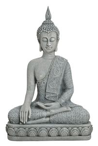 XL Buddha Figur in Grau 39 cm groß Feng Shui