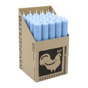 Stabkerzen aus Paraffin, 180/22 mm, Pastellblau, KERZENFARM HAHN, Brenndauer ca. 8h, 25 Stück pro Verpackung