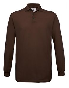 B&C Damen Polo Shirt T Shirt Kragen Basic Poloshirt T-Shirt langarm, Größe:M, Farbe:Brown
