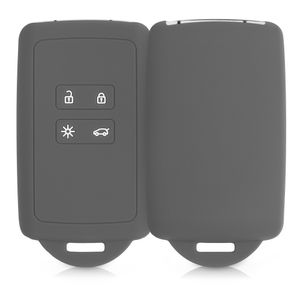 kwmobile Autoschlüssel Hülle kompatibel mit Renault 4-Tasten Smartkey Autoschlüssel (nur Keyless Go) - Silikon Schutzhülle Schlüsselhülle Cover in Dunkelgrau