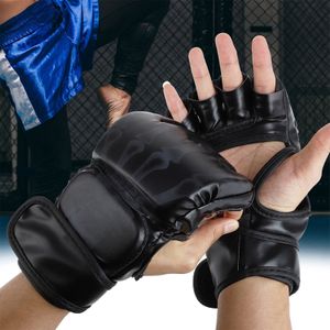 MMA Handschuhe, Halbfinger MMA Boxhandschuhe mit verstellbarem Handgelenkband, Sport Handschuhe für Kampfsport, Sanda, Boxsack-Training Schwarz