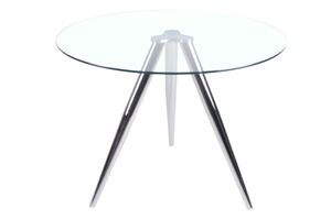 SalesFever Bistro-Esstisch rund Ø 100 cm | Tischplatte Glas | Gestell Chrom | B 100 x T 100 x H 75 cm | transparent-chromfarben