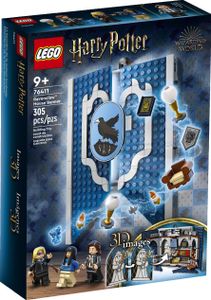 LEGO 76411 Harry Potter Hausbanner Ravenclaw, Hogwarts Wappen, Schloss Gemeinschaftsraum Spielzeug oder Wanddisplay mit Luna Lovegood Minifigur, Sammel-Reisespielzeug