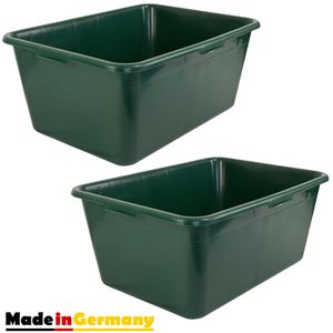 2 x Wildwanne Futterwanne Mörtelwanne Kunststoffwanne Wassertrog Wasserbehälter 90 L Grün Lebensmittelecht Multiwanne Petigi