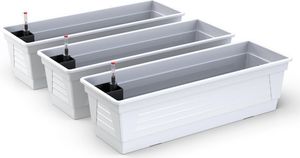 Blumenkasten Milano 3er Set - Weiss - Mit Hydroeinsatz und Wasserstandsanzeiger 100 cm
